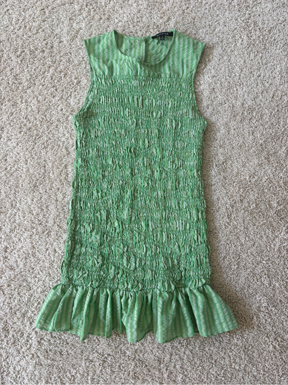 Green Smocked Ruffle Hem Kids Dress - Brand: Unknown
